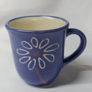 Pfaltzgraff Coffee Mug Baja Purple w/White Petal Daisy 4"h 3"dia